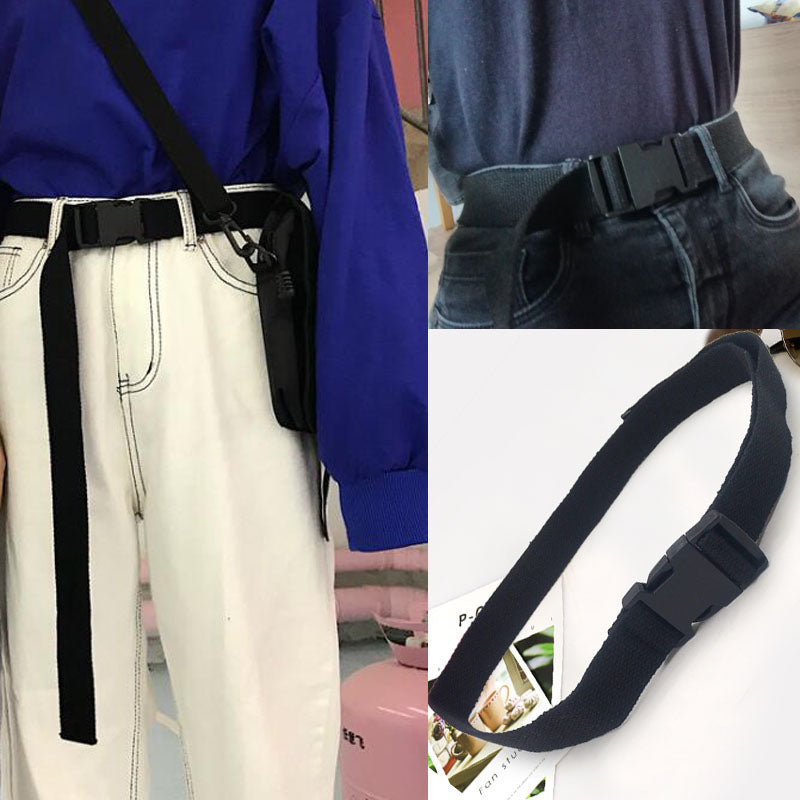 Fashion Black Canvas Belt for Women Casual Female Waist Belts with Plastic Buckle Harajuku Solid Color Long Belts ceinture femme