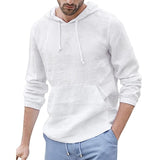 European yard  Men's Baggy Cotton Linen Hooded Pocket Solid Long Sleeve Retro Shirts Tops40 Drop shipping