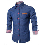 Men's Denim shirts Cowboy Shirt Casual Long Sleeves Slim Fit Shirt Autumn Fashion Male Denims Jeans Shirt Tops Size S-XXL