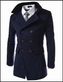 Winter double-breasted trench coat men's coat lapel double-sided tweed coat men's long tweed coat men's coat coat black tweed
