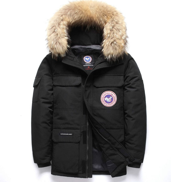 -40Celsius Goose Down Jacket Keep Warm Men's Winter Thick Snow Parka Windbreak Causal Men Fur Hooded Jackets High Quality