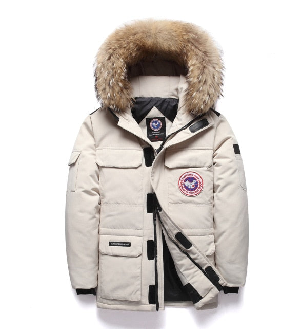 -40Celsius Goose Down Jacket Keep Warm Men's Winter Thick Snow Parka Windbreak Causal Men Fur Hooded Jackets High Quality