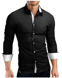 Men Shirt Brand 2018 Male High Quality Long Sleeve Shirts Casual Hit Color Slim Fit Black Man Dress Shirts 4XL C936