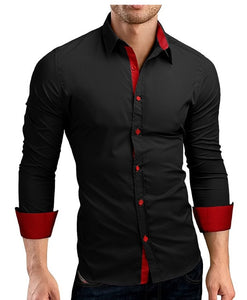 Men Shirt Brand 2018 Male High Quality Long Sleeve Shirts Casual Hit Color Slim Fit Black Man Dress Shirts 4XL C936