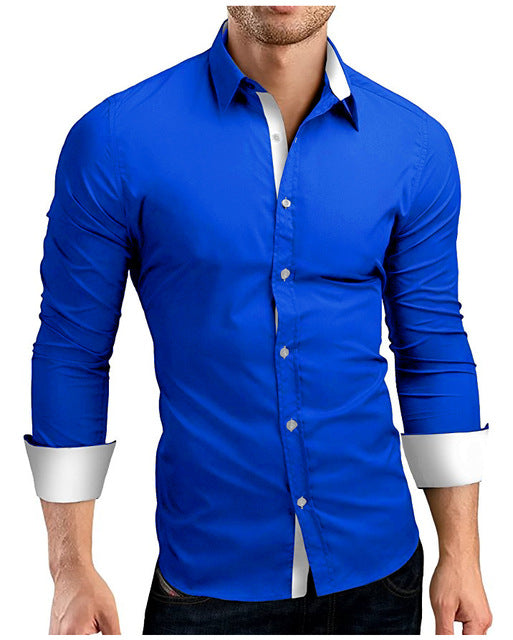 Men Shirt Brand 2018 Male High Quality Long Sleeve Shirts Casual Hit Color Slim Fit Black Man Dress Shirts 4XL C936