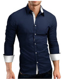 Men Shirt Brand 2018 Male High Quality Long Sleeve Shirts Casual Hit Color Slim Fit Black Man Dress Shirts 4XL C936