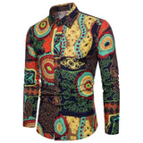 Fashion Spring Autumn Casual Men Shirt Slim Fit Flower Print Linen Shirt Long-sleeved Shirts Male Floral Social Masculina M-5XL