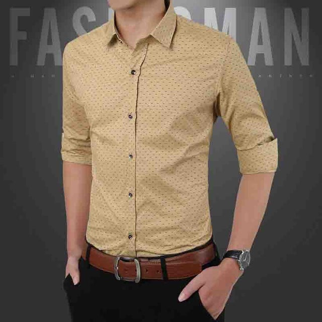 Men's Casual Shirt Slim Fit Men's Casual Button Down Shirt Long Sleeve Formal Dress Shirts Men Male Clothing Camisa Hot Sale Spr