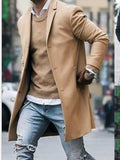 New Arrival Winter Fashion Men Slim Fit Long Sleeve Cardigans Blends Coat Jacket Suit Solid Mens Long Woolen Coats